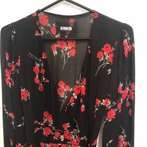 Reformation Jaz Dress EUC XS Black & Red Floral